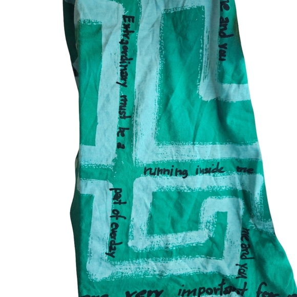 🎉HP🎉 *Rare* Desigual Halter Mini Dress Green Inspirational Sayings size Small - Picture 6 of 11
